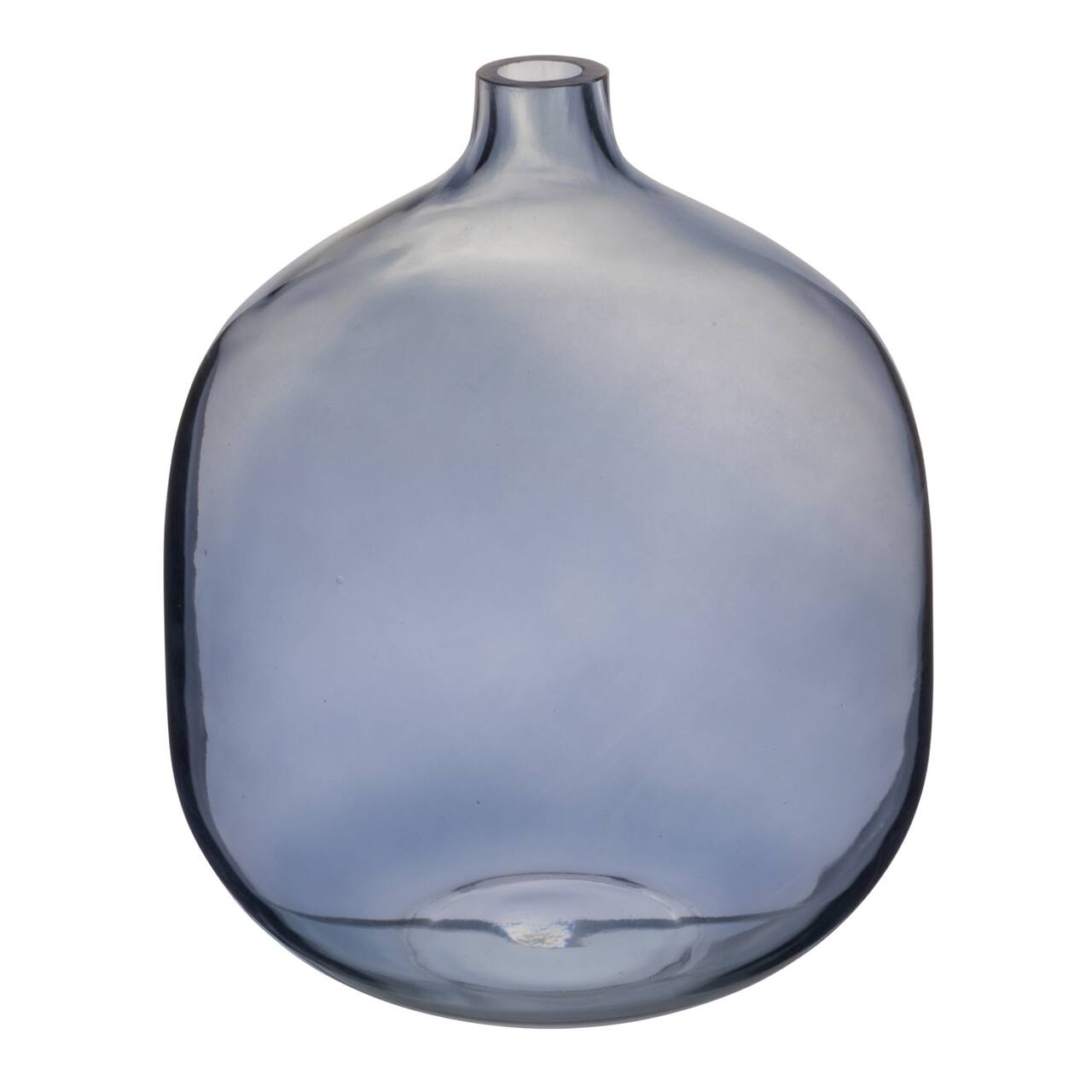 8&#x22; Blue Modern Round Tinted Glass Vase